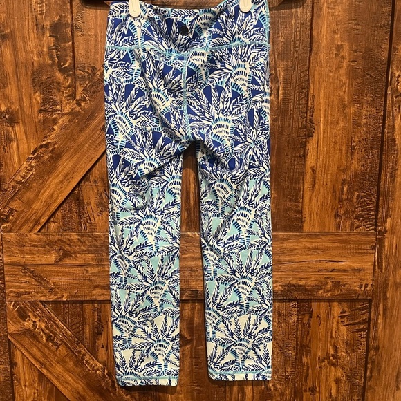 Lilly‎ Pulitzer luxletic blue and white cropped legging size XS EUC - Picture 5 of 7